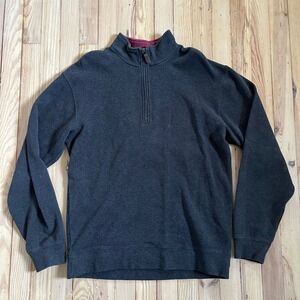 ORVIS‎ Men's Charcoal Gray 1/4 Zip Longsleeve Pullover Sweatshirt Size M Cotton